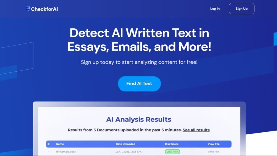 Check for AI is AI detection tool