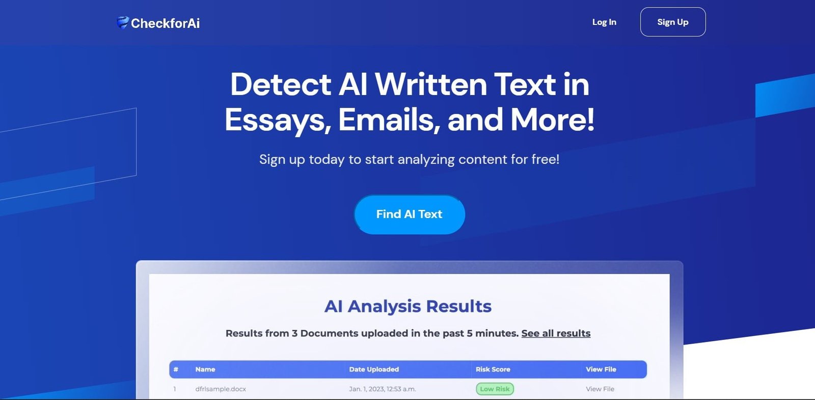 Check for AI is AI detection tool