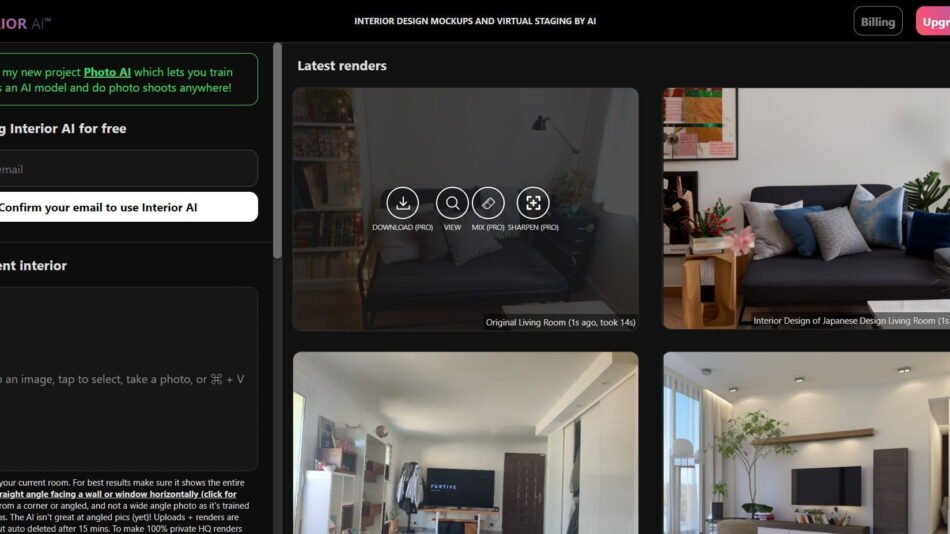 Interior AI is an AI-powered website that enables users to create fresh looks for their rooms and even new features for their interior spaces.