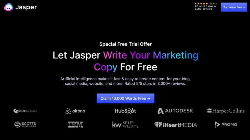Jasper is an AI-powered writing assistant that assists users in generating high-quality content across a range of genres and formats.