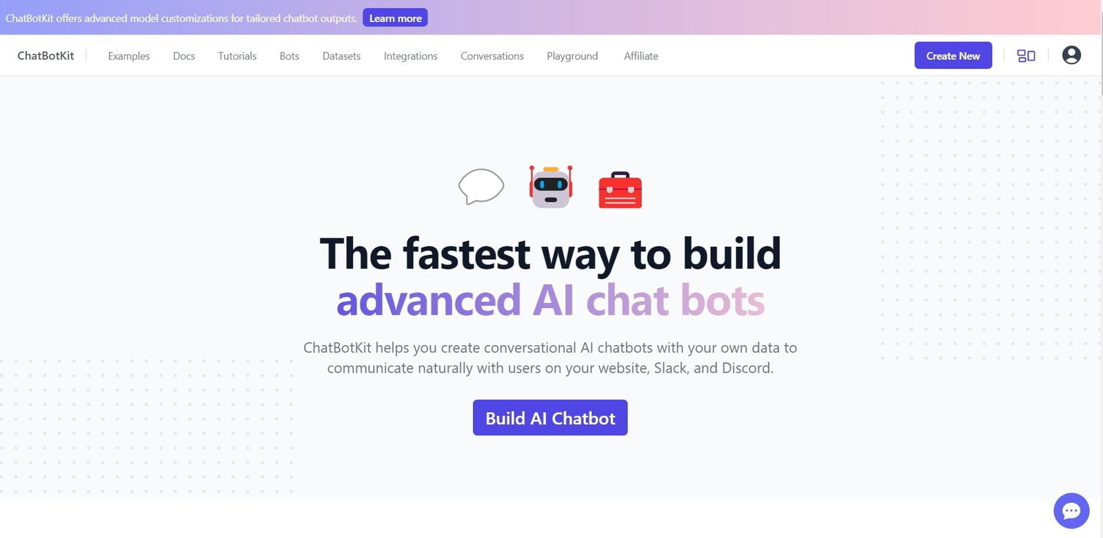 ChatBotKit is an AI chatbot builder that empowers users to create conversational AI chatbots using custom datasets and skill sets.