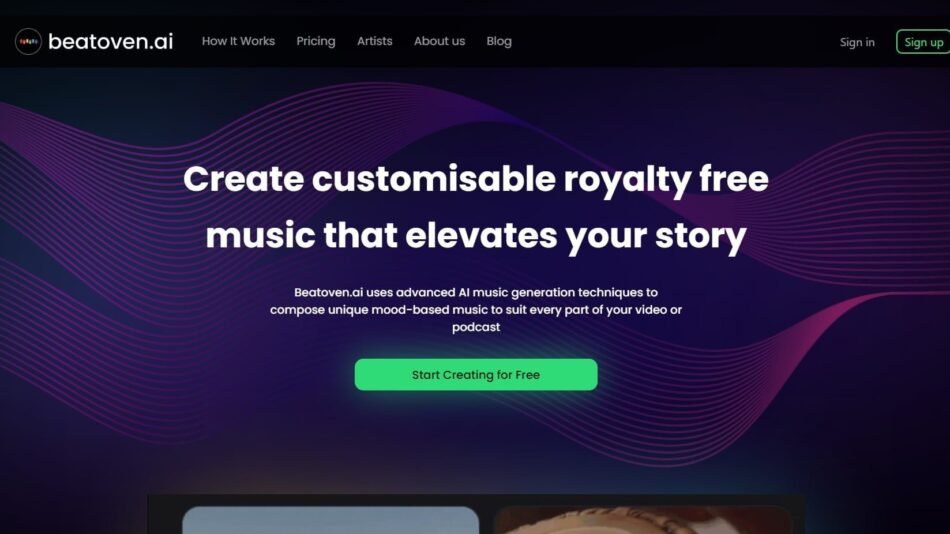 Beatoven.ai is a popular music generator AI that allows users to compose royalty-free music tailored for videos