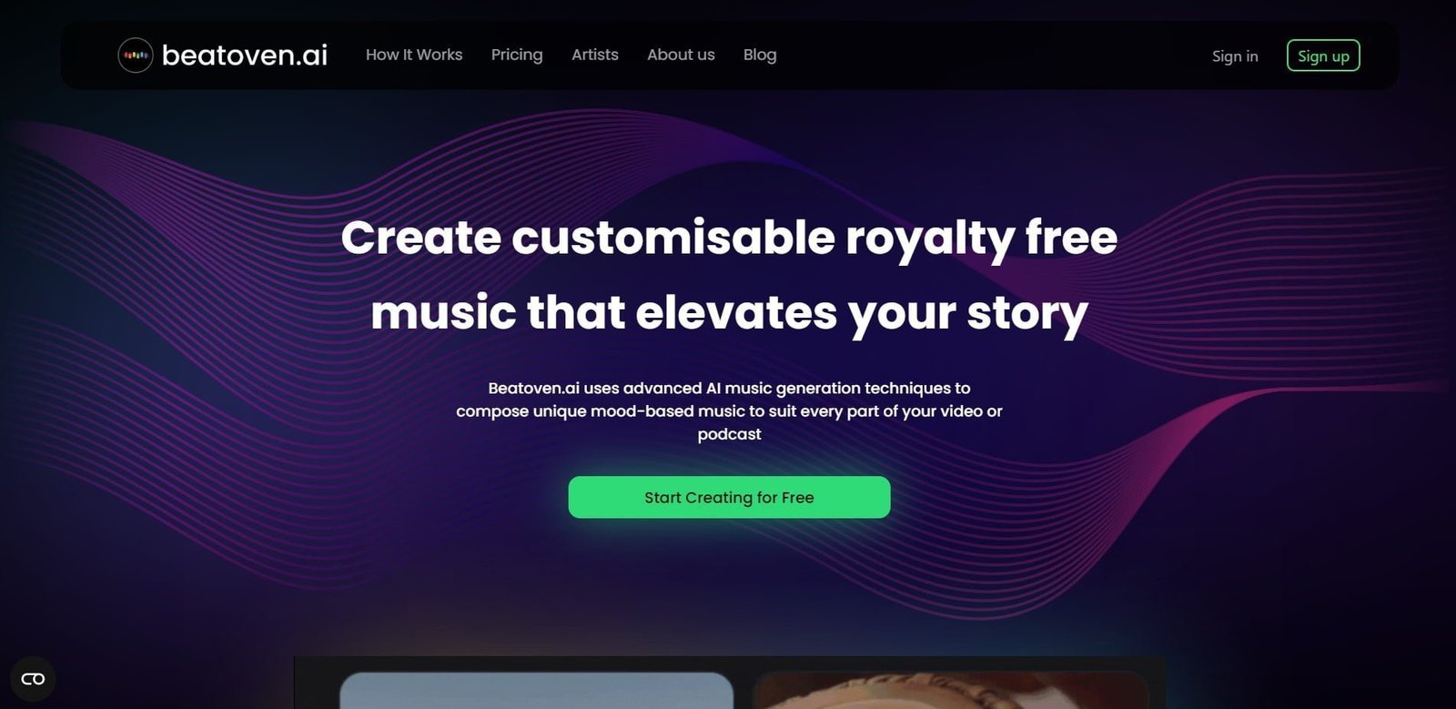 Beatoven.ai is a popular music generator AI that allows users to compose royalty-free music tailored for videos