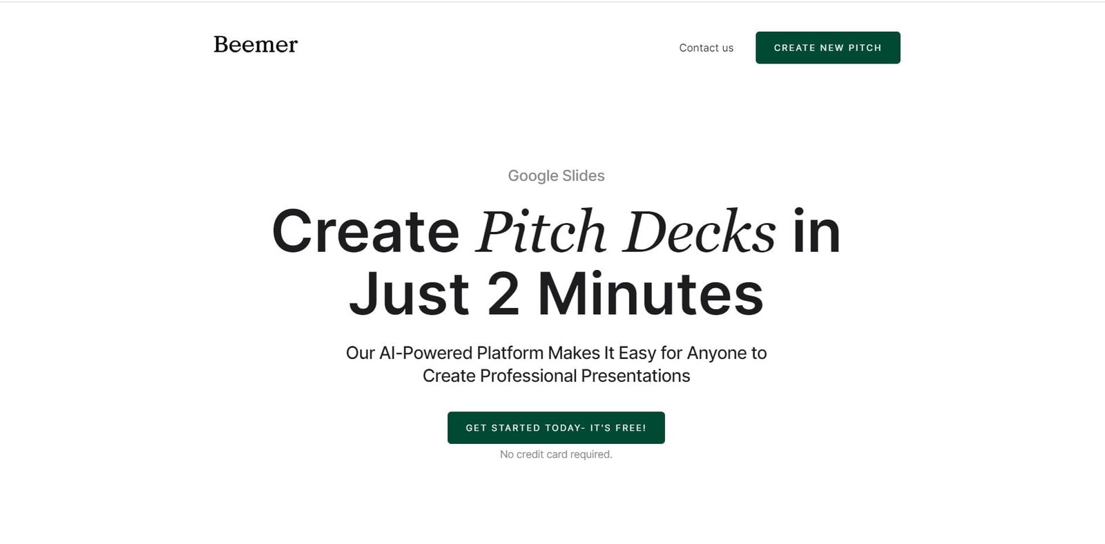 Beemer is an AI presentation tool that simplifies the process of creating pitch decks for startups and small businesses.