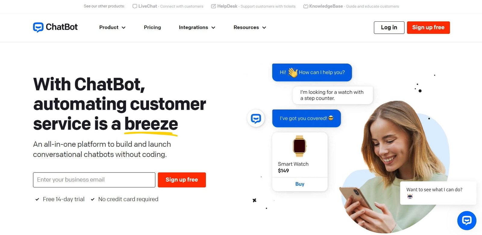 Chatbot.com is a powerful AI-driven chatbot platform that allows businesses to automate customer service