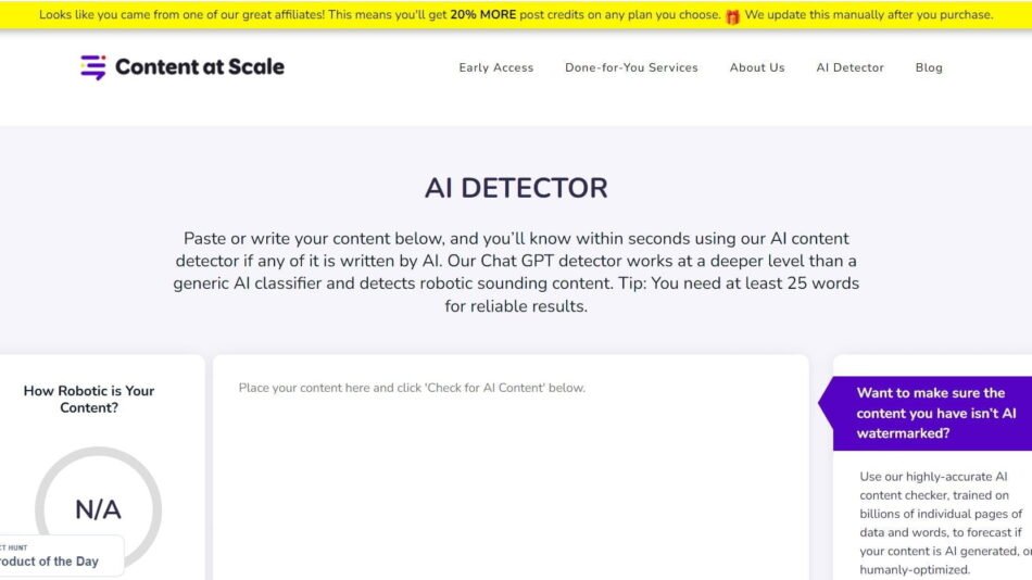 Content At Scale's is an AI Text Detector is an advanced solution for identifying duplicate content