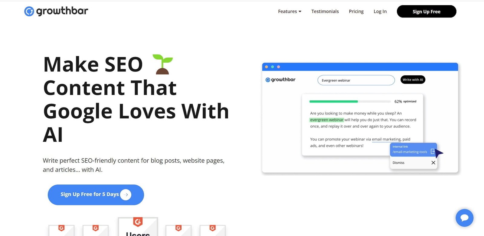 Growth Bar SEO is an AI writing and SEO tool that helps you plan