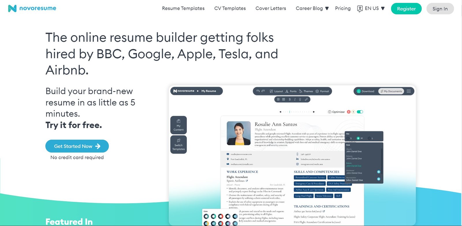 Novoresume is an  AI resume builder to help job seekers create visually appealing and professional resumes quickly.