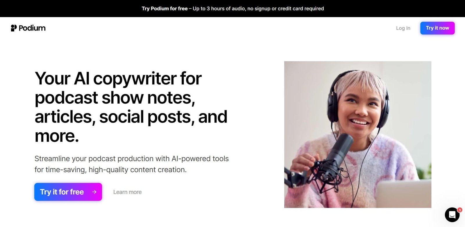 Podium is an AI copywriter designed specifically for podcasters