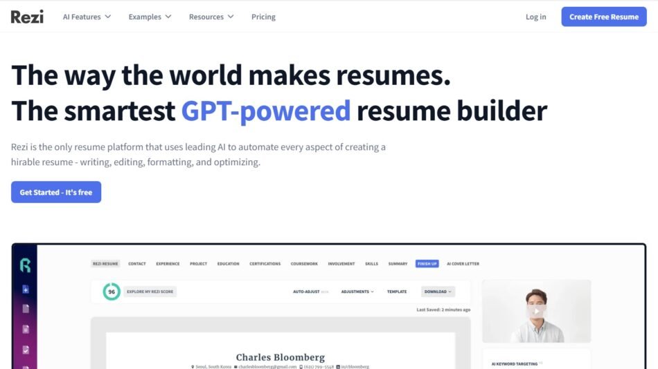 Rezi is an AI-powered resume builder designed to help job seekers create professional