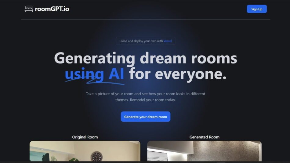 RoomGPT is an interior AI tool that allows users to click a picture of their room and redesign it with different themes