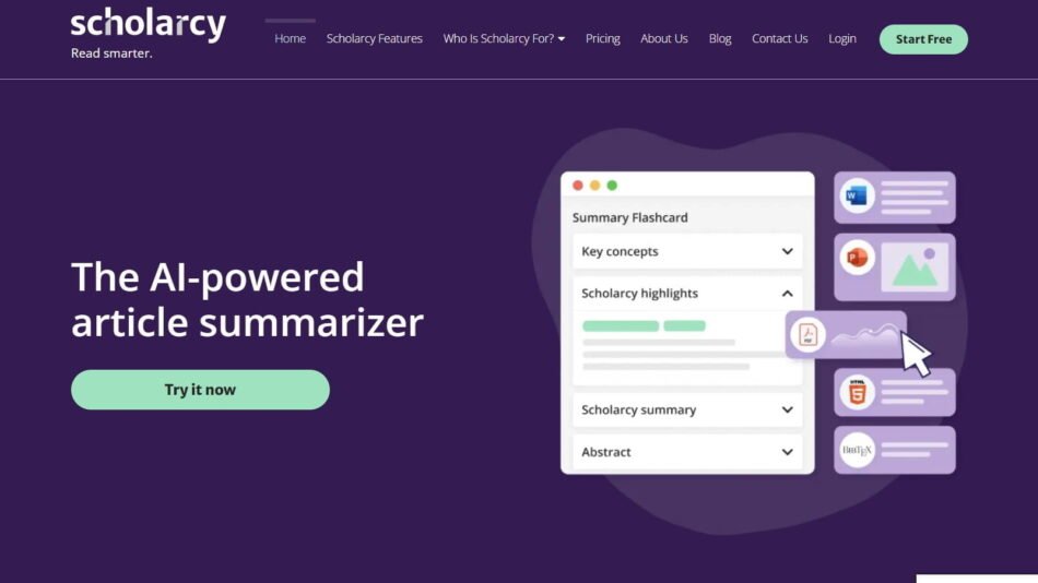 Scholarcy is an AI summarizer tool to help summarize research articles