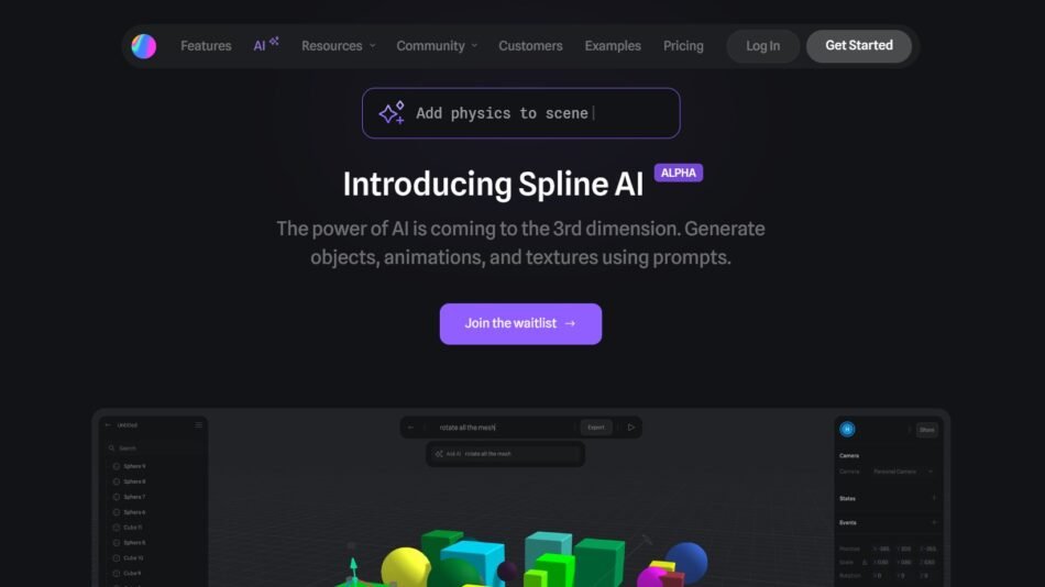 Spline is an AI design tool that allows users to generate 3D objects