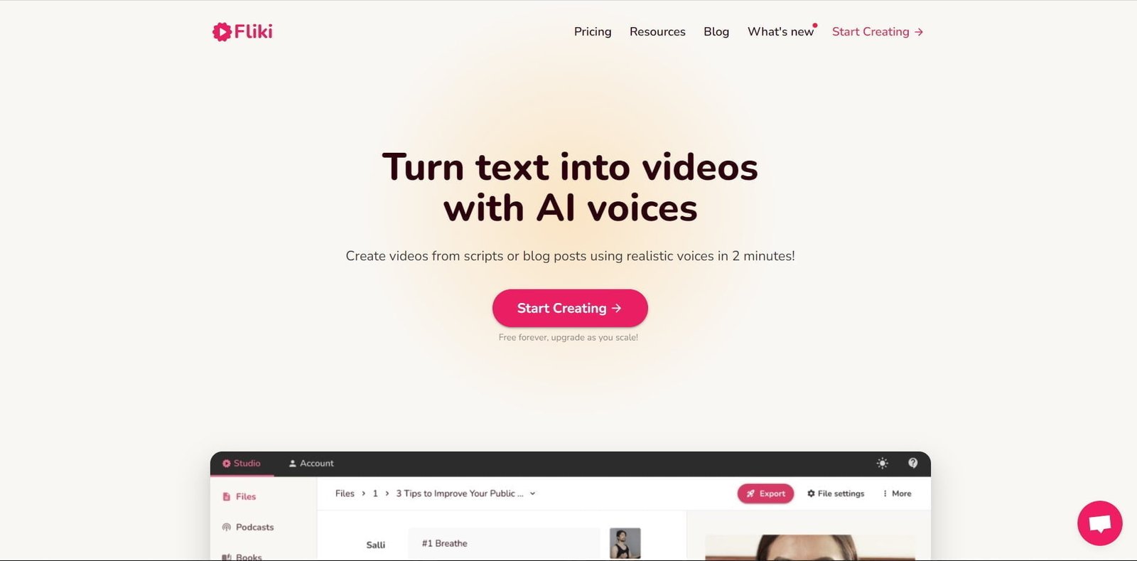 Fliki.ai is an AI-powered content creation platform that allows users to effortlessly transform text into engaging videos