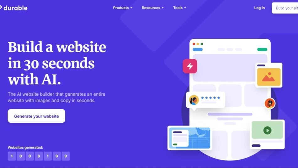 Durable is an AI-powered website builder that can create a fully-designed website in under a minute